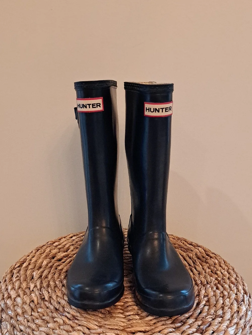 Hunter Youth Unisex Original Matte Black Rubber Tall Wellington Rain Boots B3/G4